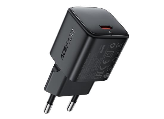 ACEFAST A118 PD 30W USB-C Fast Charger Mini GaN Power Adapter Charging Block - EU Plug - Black